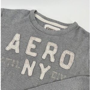 Aeropostale Y2K Mens L Gray Waffle Knit Thermal Long Sleeve Shirt Aero NY